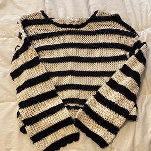 Striped Black and Cream Women's Sweater